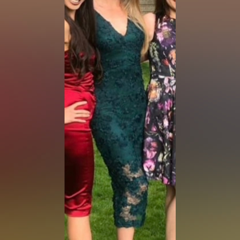 Xscape Teal Lace Midi Dress